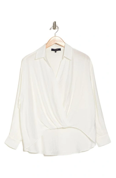 Shop Rachel Rachel Roy Long Sleeve Faux Wrap High-low Top In White Alyssum