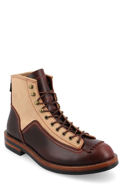 Shop Taft Leather Lug Sole Boot In Cherry/ Cream