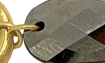 Shop Adornia Fine Water Resistant 14k Gold Plated Pyrite Drop Huggie Hoop Earrings In Brown