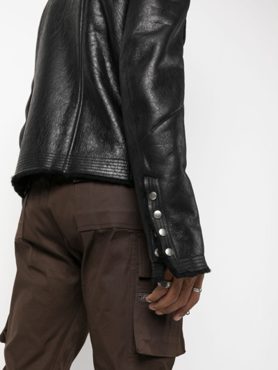 Shop Rick Owens Faux-fur Lining Leather Jacket In Black