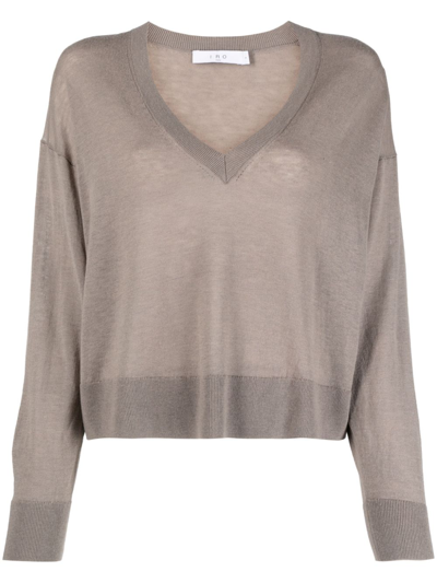 Iro Fine-knit V-neck Jumper In Grey