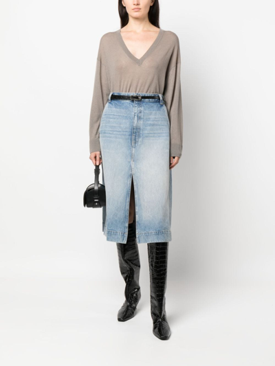 Iro Fine-knit V-neck Jumper In Grey