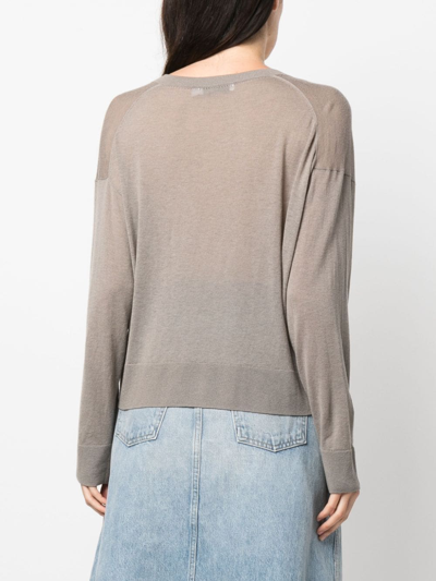 Iro Fine-knit V-neck Jumper In Grey