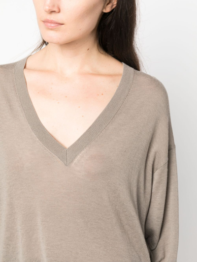 Iro Fine-knit V-neck Jumper In Grey