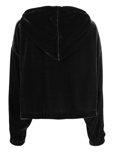 Aspesi Velvet Drawstrign Hoodie In Grey