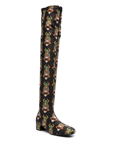 La Doublej Edie 40mm Scarab-jacquard Boots In Black