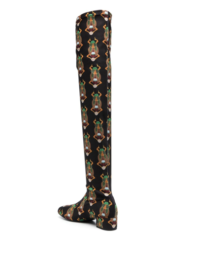 La Doublej Edie 40mm Scarab-jacquard Boots In Black