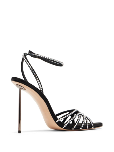 Shop Le Silla Bella Duchess Crystal-embellished Sandals In Black