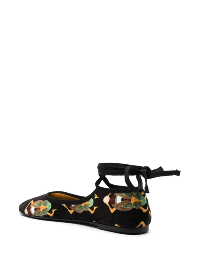 Shop La Doublej Winter Velvet Ballerina Shoes In Black