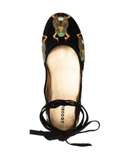 La Doublej Winter Ballerina Flats In Black