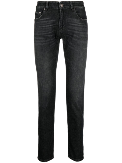 Shop Pt Torino Logo-patch Skinny-cut Jeans In Black