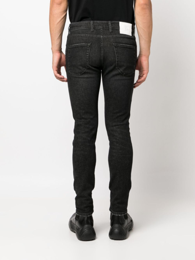 Shop Pt Torino Logo-patch Skinny-cut Jeans In Black