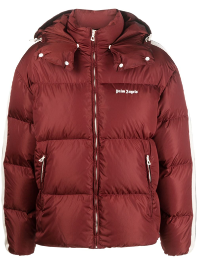 Shop Palm Angels Logo-print Padded Jacket In Red