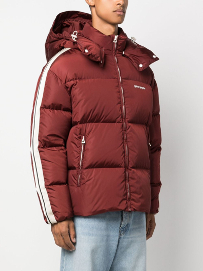 Shop Palm Angels Logo-print Padded Jacket In Red