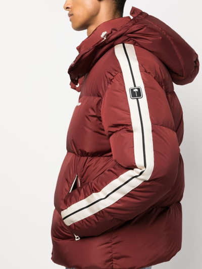 Shop Palm Angels Logo-print Padded Jacket In Red