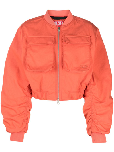 Shop Diesel Cropped Bomber Jacket In Rot
