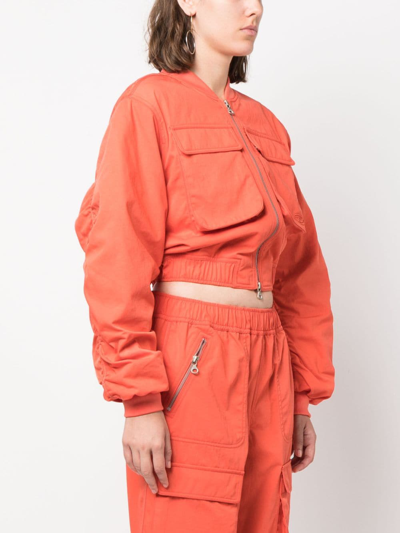 Shop Diesel Cropped Bomber Jacket In Rot