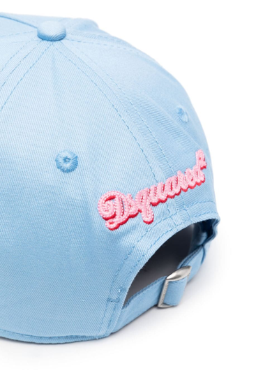 Shop Dsquared2 Embroidered Cotton Baseball Cap In Blau