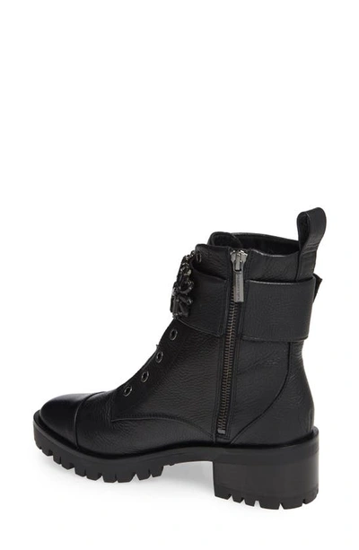 Shop Karl Lagerfeld Pippa Crystal Embellished Platform Boot In Black Leather