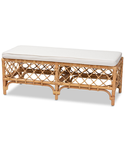 Shop Baxton Studio Orchard Upholstered Rattan Bench In White