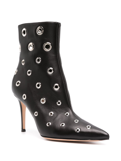Gianvito Rossi Black Gianvito 85 Eyelet Leather Ankle Boots In Black