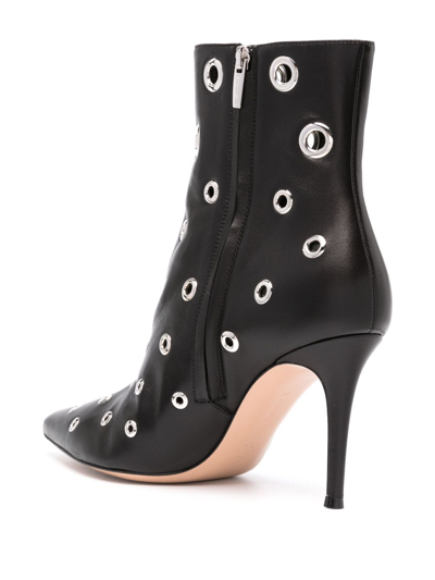 Gianvito Rossi Black Gianvito 85 Eyelet Leather Ankle Boots In Black