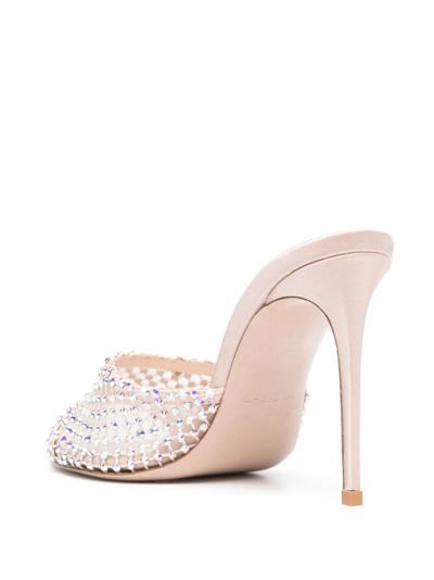 Shop Le Silla Gilda 100mm Crystal-embellished Mules In Neutrals