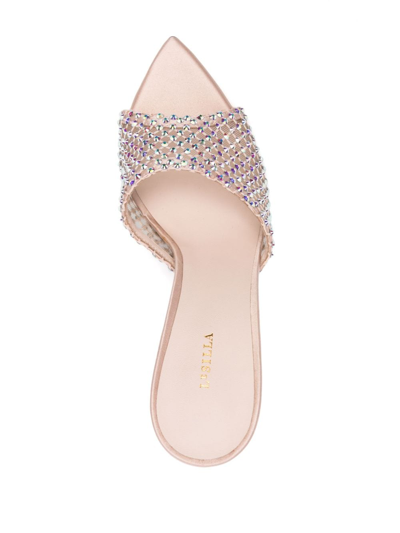 Shop Le Silla Gilda 100mm Crystal-embellished Mules In Neutrals