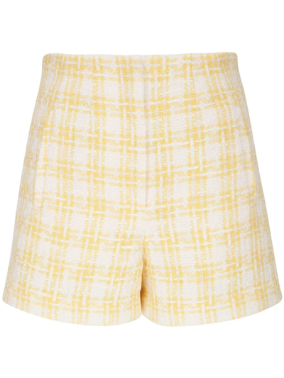 Shop Veronica Beard Check-pattern Tweed Shorts In Yellow
