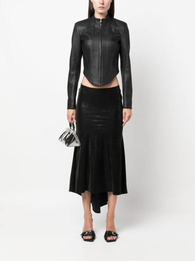 Misbhv Corset Faux-leather Biker Jacket In Black