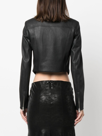 Shop Misbhv Corset Faux-leather Biker Jacket In Black