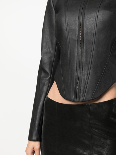 Shop Misbhv Corset Faux-leather Biker Jacket In Black