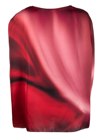 Shop Gianluca Capannolo Iris Abstract-pattern Silk Blouse In Red