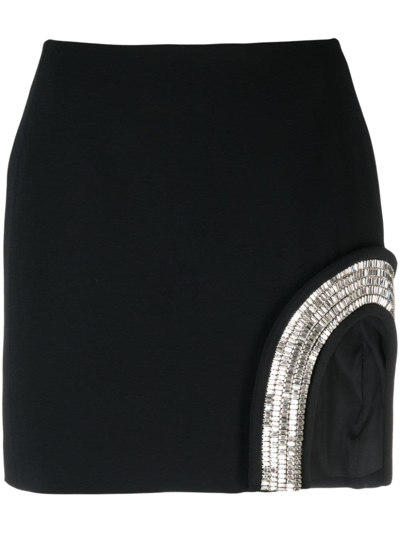 Shop David Koma Asymmetric Crystal-embellished Miniskirt In Black