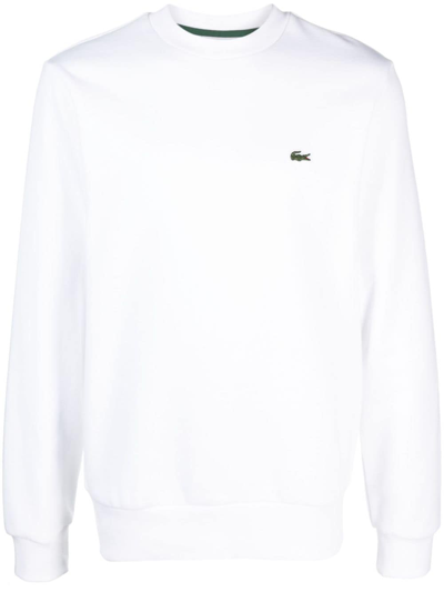 Shop Lacoste Logo-embroidered Sweatshirt In White