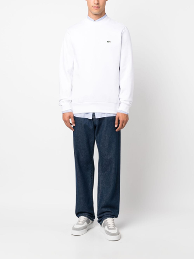 Shop Lacoste Logo-embroidered Sweatshirt In White