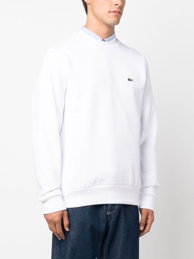 Shop Lacoste Logo-embroidered Sweatshirt In White