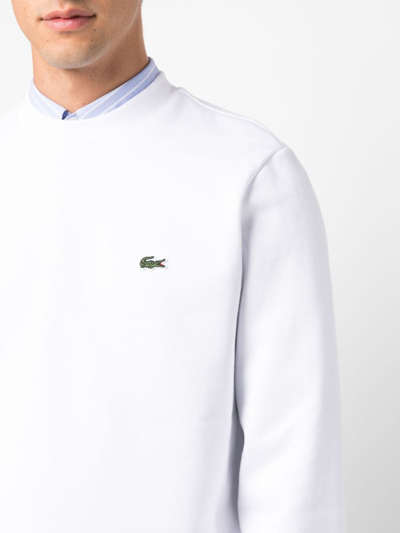 Shop Lacoste Logo-embroidered Sweatshirt In White
