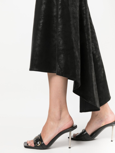 Shop Misbhv Asymmetric Pleated Faux-leather Skirt In Black