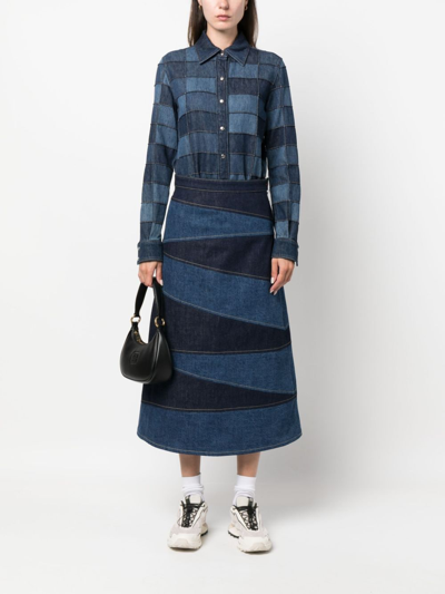 Shop Kenzo A-line Denim Skirt In Blue