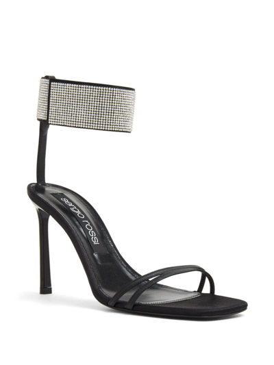 Shop Sergio Rossi Sr Paris Rhinestone-embellished Sandals In Black