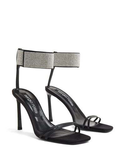 Shop Sergio Rossi Sr Paris Rhinestone-embellished Sandals In Black