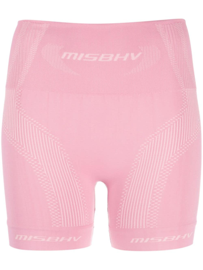 Shop Misbhv Logo Intarsia-knit Cycling Shorts In Pink