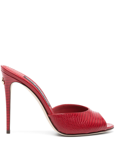 Shop Dolce & Gabbana 105mm Leather Slip-on Sandals In Rot