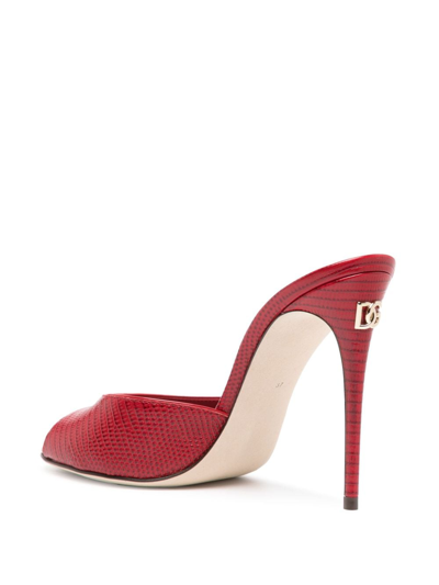 Shop Dolce & Gabbana 105mm Leather Slip-on Sandals In Rot