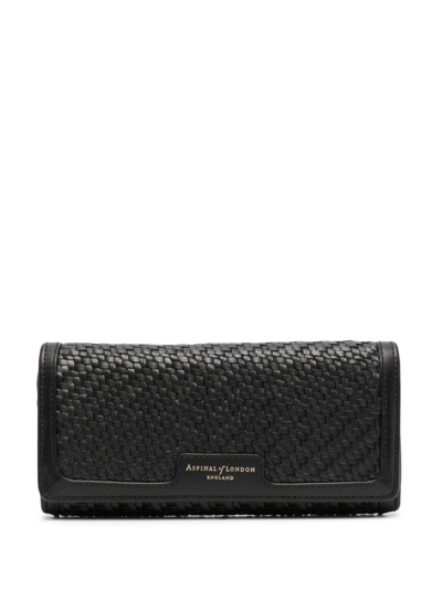 Shop Aspinal Of London London Purse Interwoven-leather Wallet In Schwarz