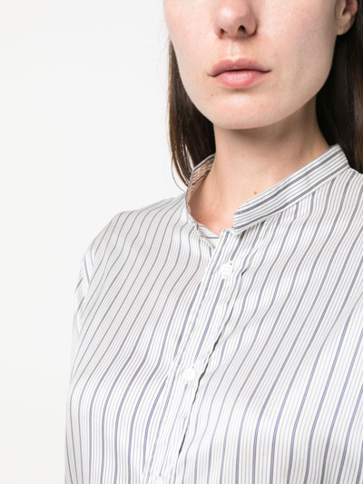 Shop Sa Su Phi Striped Long-sleeve Silk Shirt In Weiss