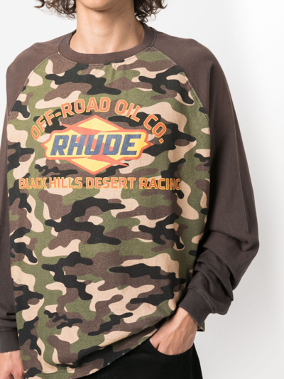 Shop Rhude Camouflage-print Cotton T-shirt In Schwarz