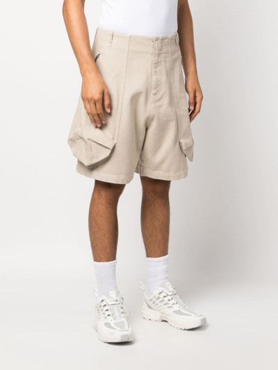 Jacquemus Le Short Cargo Croissant Cotton Shorts In Nude