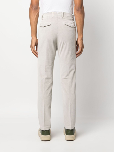 Pt Torino Corduroy Slim-cut Trousers In Grau
